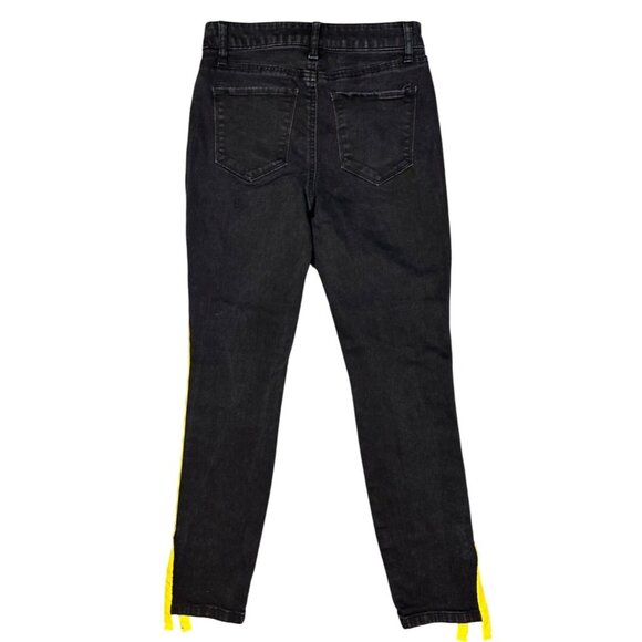 Tinseltown High Rise Striped Ankle Zip Skinny Jeans in Black/Yellow Size 1/25 - Picture 3 of 7